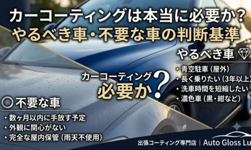 カーコーティングは必要か迷う方向けに、やるべき車と不要な車の判断基準を解説するアイキャッチ画像