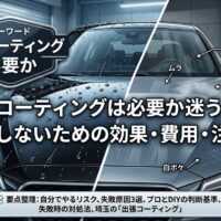 カーコーティングは必要か迷う方向けに、効果・費用・注意点とDIY施工のリスクを解説するアイキャッチ画像